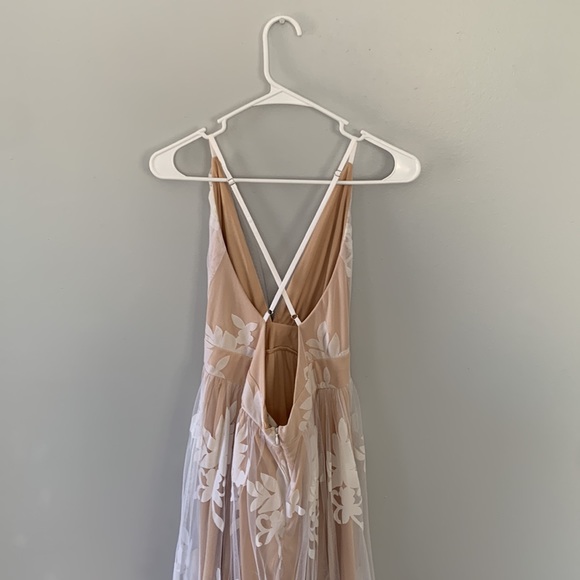 Special Occasion Maxi Dress with Velvet Floral Detail, Size M, Color Nude&White - Picture 16 of 16